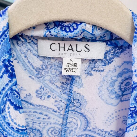 Chaus New York Blue Paisley Draped Sleeveless Blouse NWT S - Picture 6 of 8